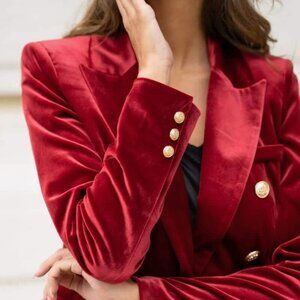 New Elegant RED velvet blazer | CHOKLATE SIZE: 36